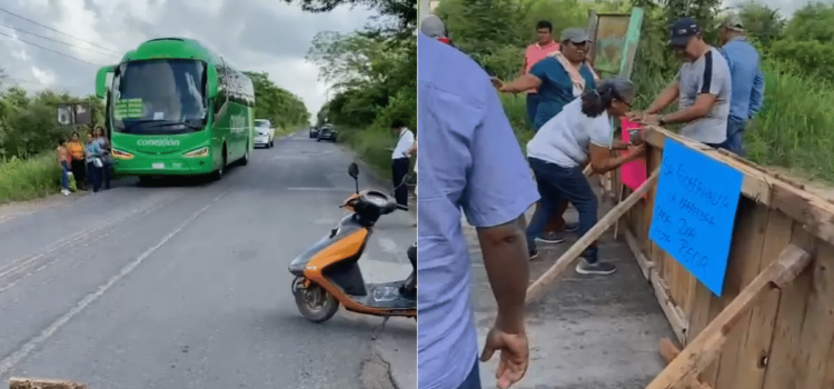 Bloquean carretera Tempoal-Pánuco en Veracruz; exigen rehabilitación de vías