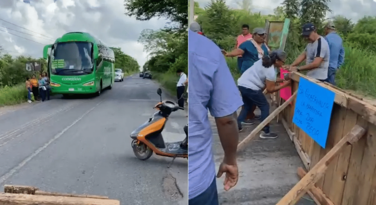 Bloquean carretera Tempoal-Pánuco en Veracruz; exigen rehabilitación de vías