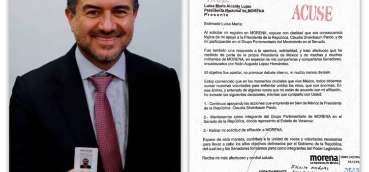 Miguel Ángel Yunes Márquez retira solicitud de afiliación a Morena