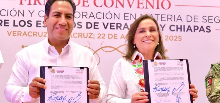 Gobernadores de Veracruz y Chiapas firman convenio en materia de seguridad