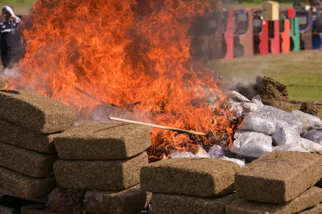 FGR destruye casi 800 kilos de droga y maquinas tragamonedas en Veracruz